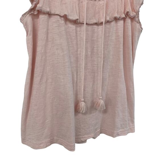 By Anthropologie Pintuck Lace Ruffle Jimson Top Light Pink Womens XS - Picture 3 of 7